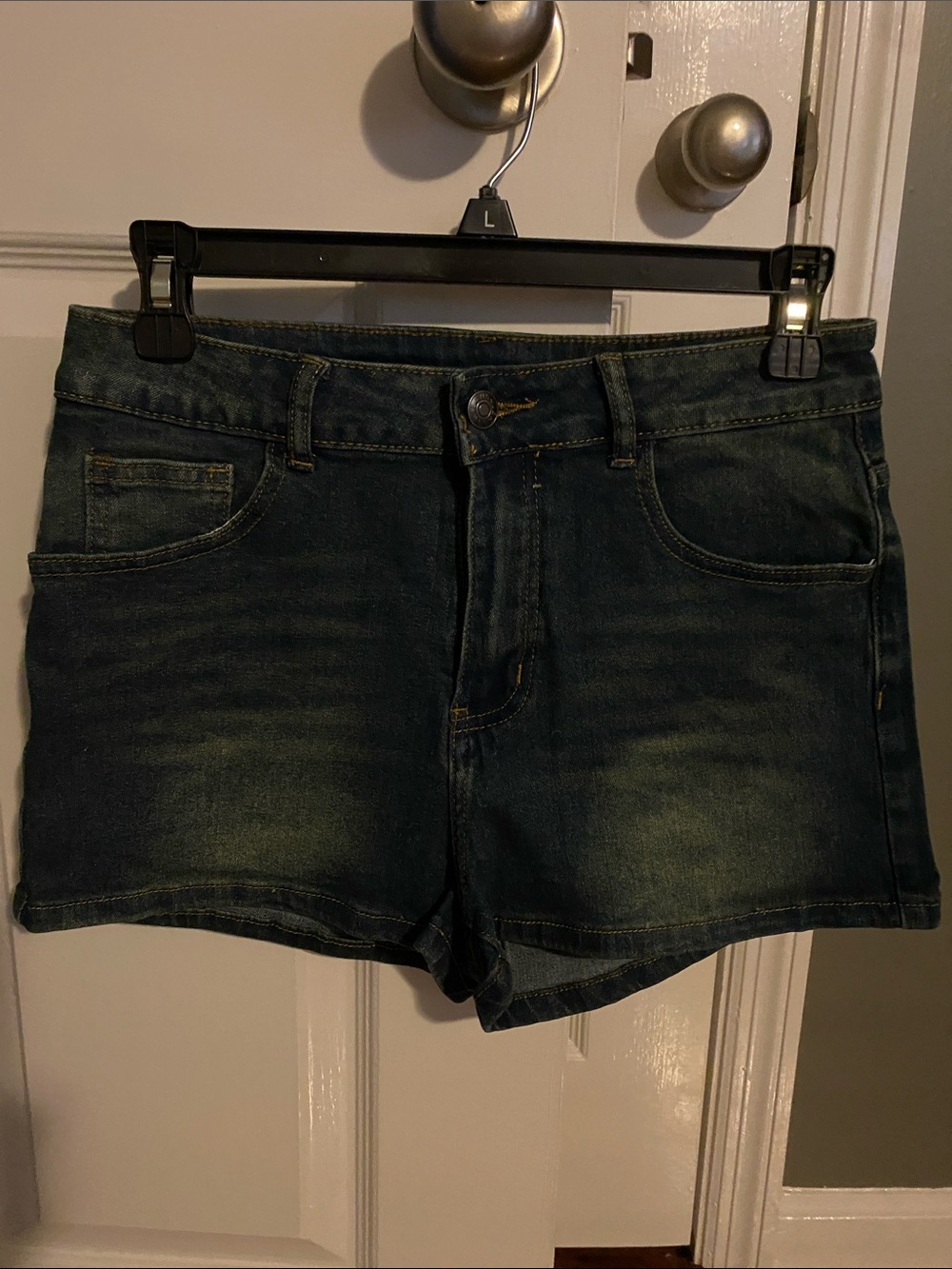 SHEIN Dark Blue Faded Denim Jean Shorts